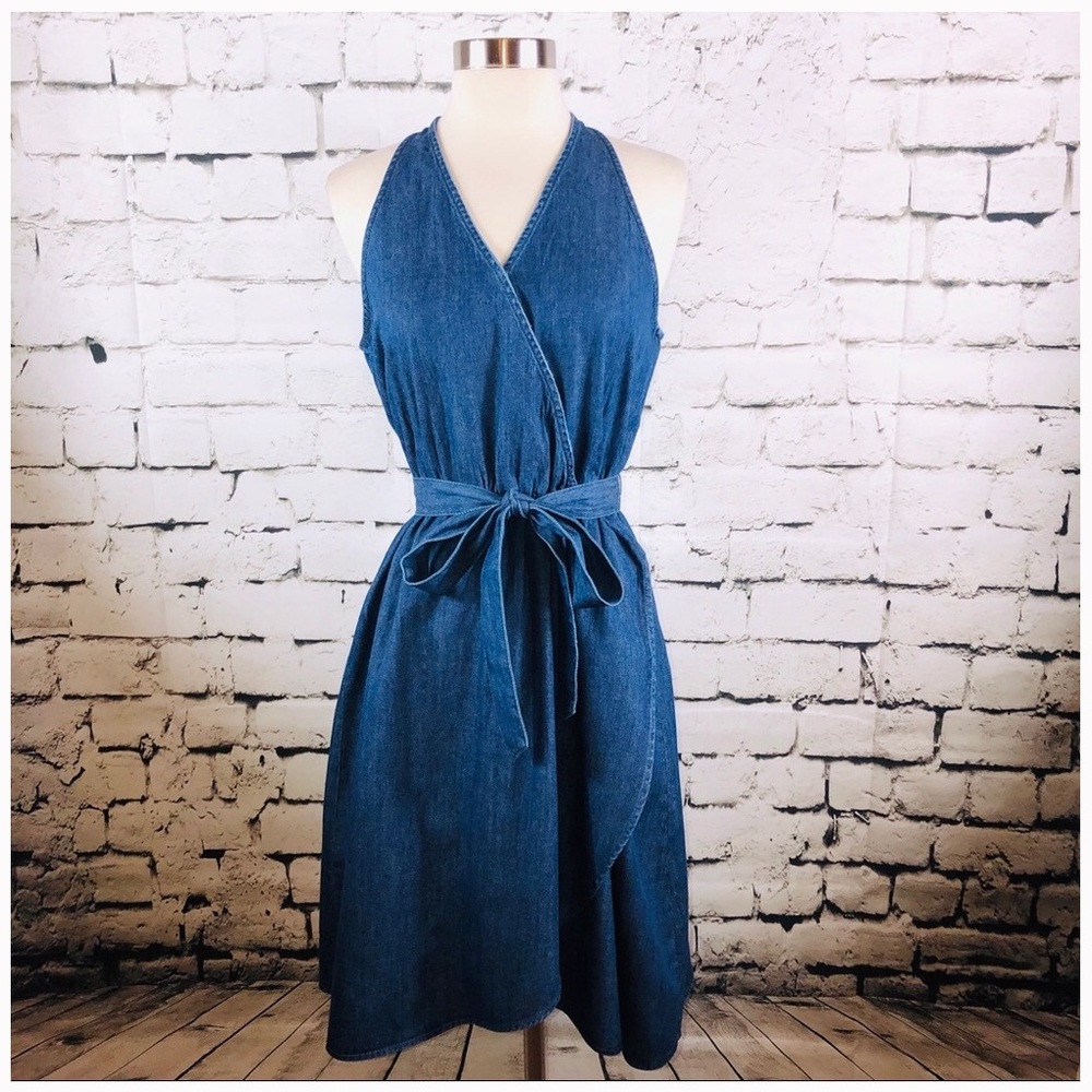 Universal Thread Denim Wrap Dress, Small